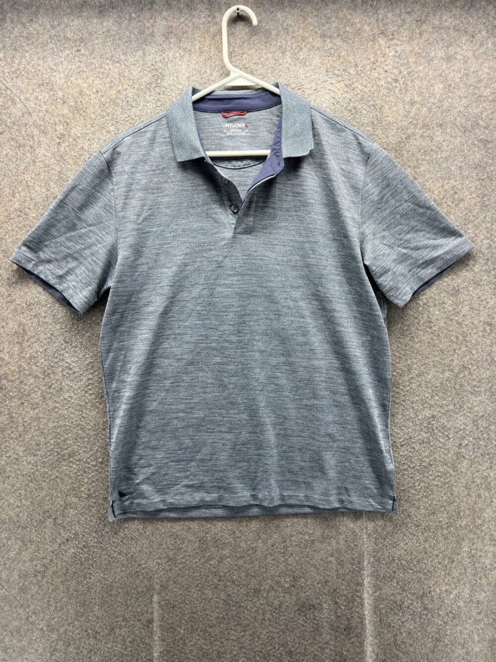 UNTUCKit Polo Shirt Men Medium Blue Knit Stretch Casual Logo Short Sleeve